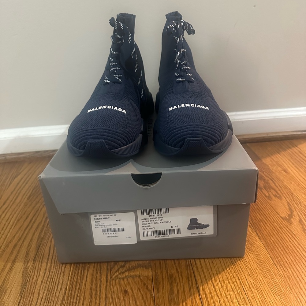 Balenciaga Blue High-Top Sneakers with Chunky Sole